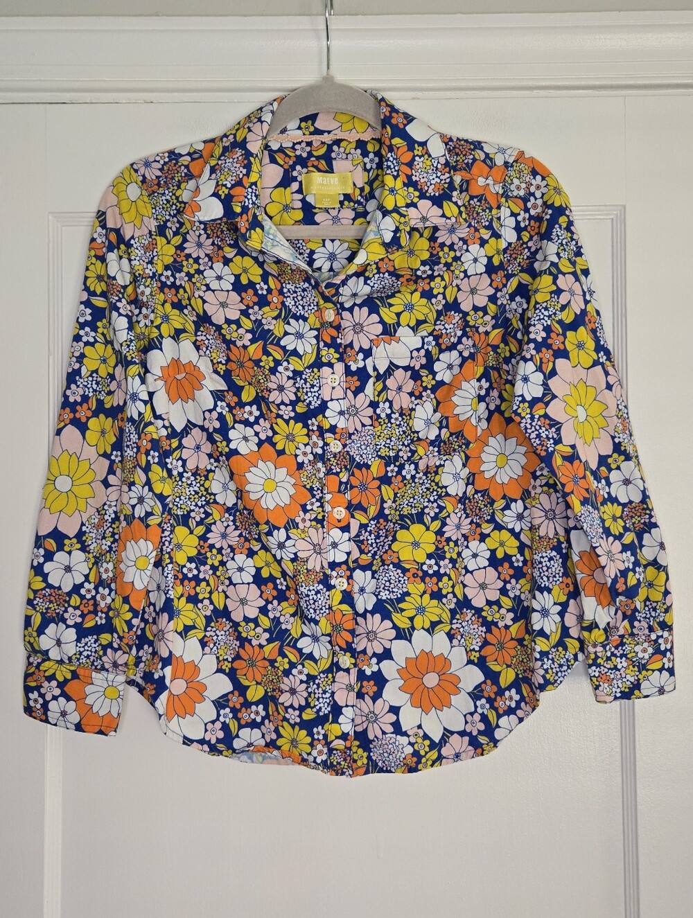 Maeve by Anthropology Floral Colorful Button-Down Top Women's X-S Petite